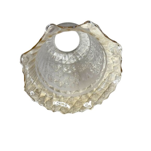 Vintage Replacement Etched Glass Light Shade With Ruffled Edge - Picture 6 of 8